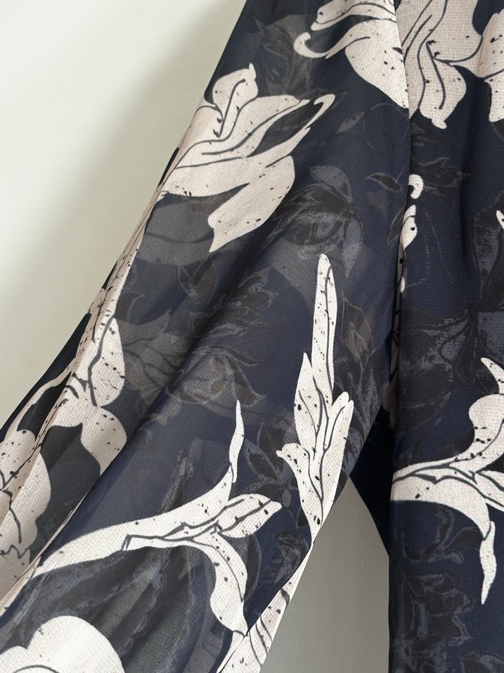 Gri Uzun Kollu Volanlı Bohem Elbise - Görsel 5