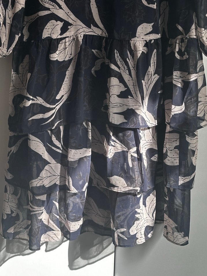 Gri Uzun Kollu Volanlı Bohem Elbise - Görsel 4