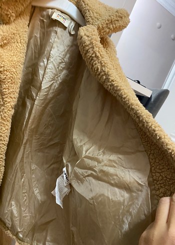 Bej Kısa Peluş çocuk Kaban - Görsel 6