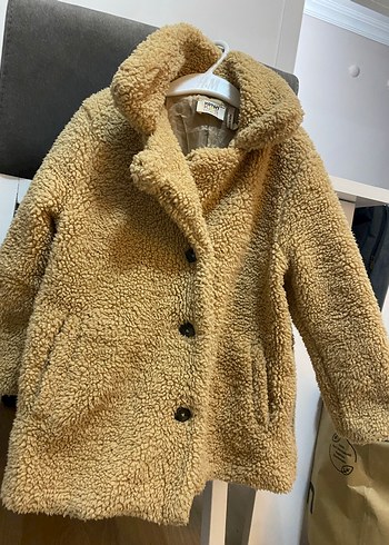 Bej Kısa Peluş çocuk Kaban - Görsel 3