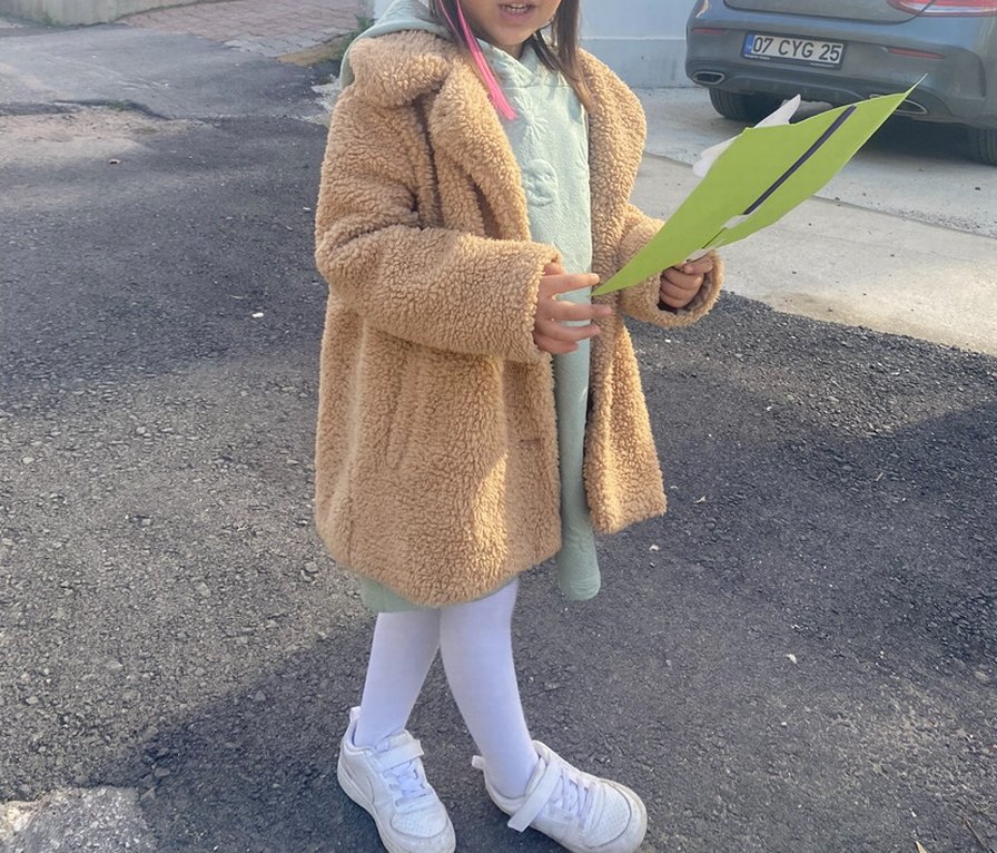 Bej Kısa Peluş çocuk Kaban - Görsel 2