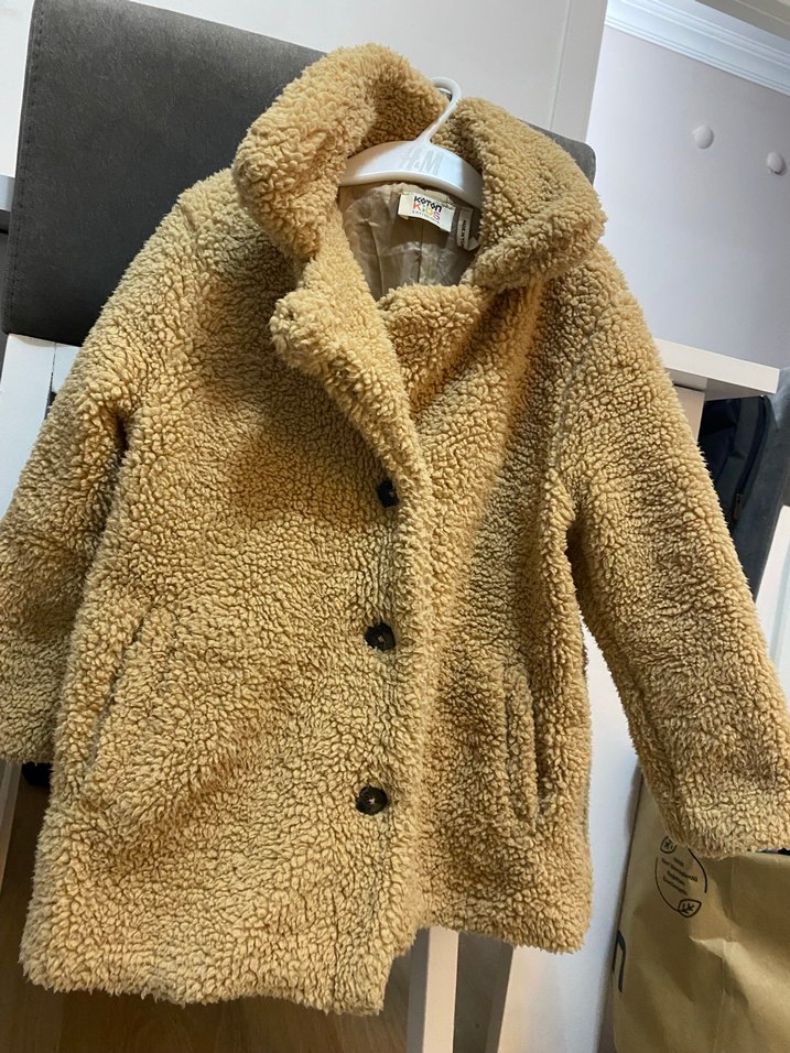 Bej Kısa Peluş çocuk Kaban - Görsel 3