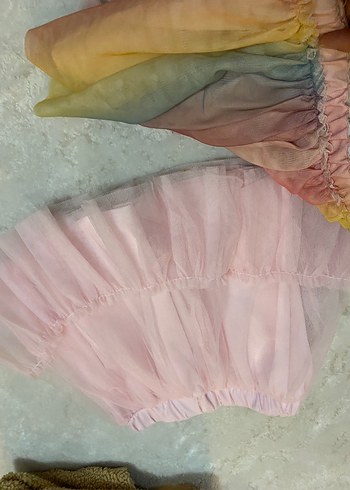 Kız Çocuk Çok Renkli Fırfırlı Tül Etek - Görsel 2