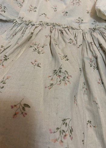 Beyaz Nakışlı Keten Kız Elbisesi - Görsel 3