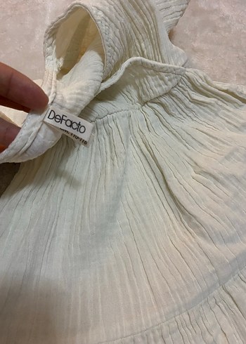 Beyaz Nakışlı Keten Kız Elbisesi - Görsel 7