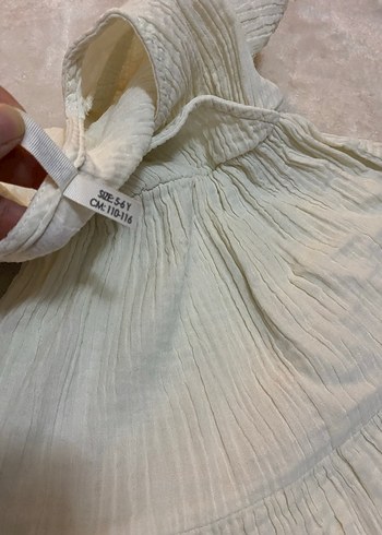 Beyaz Nakışlı Keten Kız Elbisesi - Görsel 6