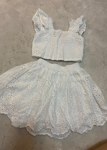 Kız Çocuk Beyaz Dantelli Nakışlı takım - Görsel 2