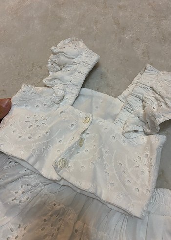 Kız Çocuk Beyaz Dantelli Nakışlı takım - Görsel 5
