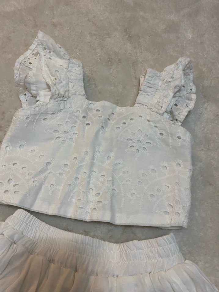 Kız Çocuk Beyaz Dantelli Nakışlı takım - Görsel 4