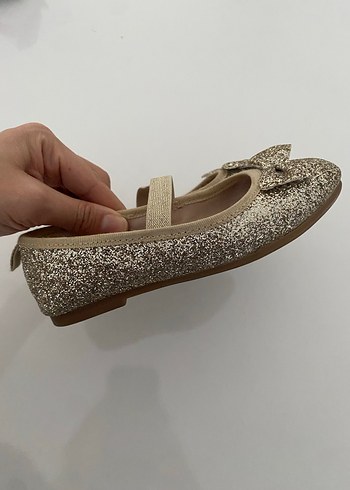 Kız Çocuk Parlak gold Babet Ayakkabı - Görsel 5