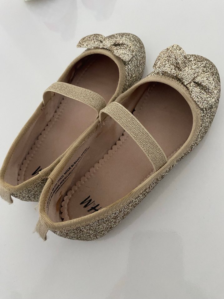 Kız Çocuk Parlak gold Babet Ayakkabı - Görsel 4