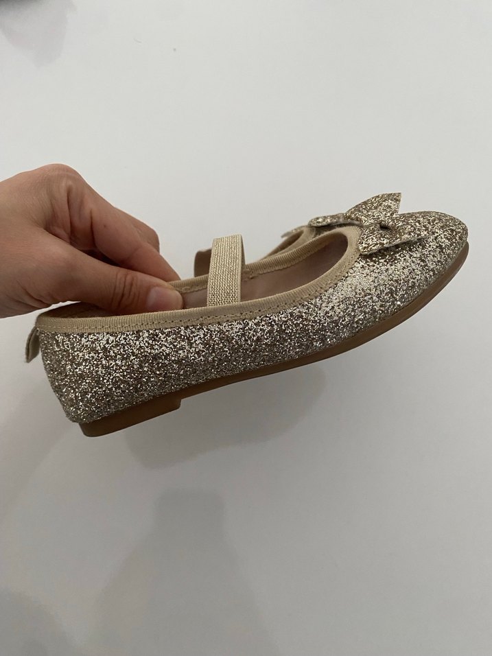 Kız Çocuk Parlak gold Babet Ayakkabı - Görsel 5