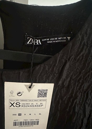 Zara Siyah Mini Elbise, Uzun Kollu, Fırfırlı - Görsel 3