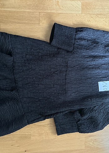 Zara Siyah Mini Elbise, Uzun Kollu, Fırfırlı - Görsel 5