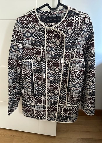 Zara Desenli Bohem Kadın Triko Ceket