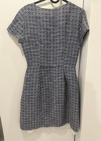 Yargıcı Mavi Kısa Kollu Midi Elbise - Görsel 6