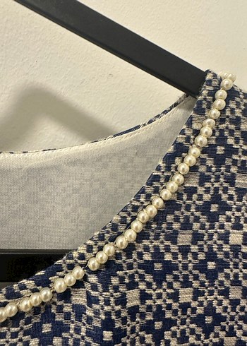 Yargıcı Mavi Kısa Kollu Midi Elbise - Görsel 3