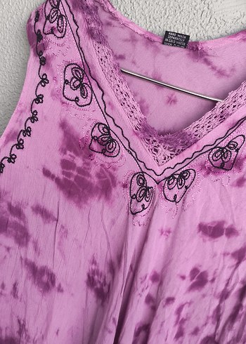 universal Beden Bohem Mor Batik Desenli Uzun Elbise