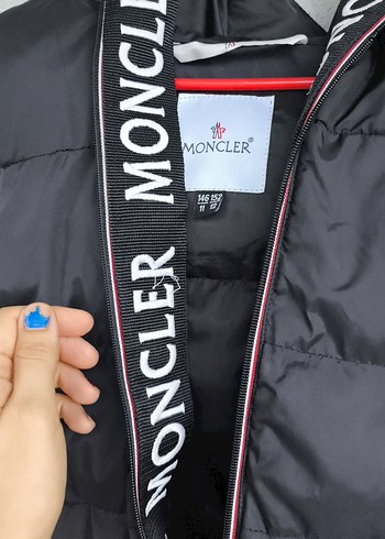 11-12 Yaş Beden Moncler Siyah Fermuarlı Erkek Yelek