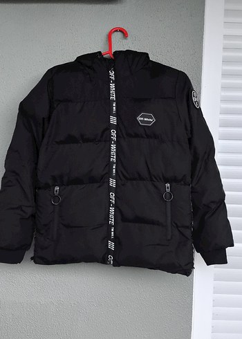 Off-White Siyah Kapüşonlu Kışlık Mont