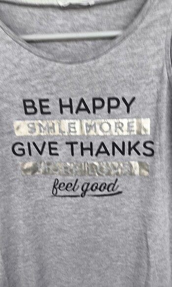 s Beden gri Renk Ne happy smile yazılı uzun elbise