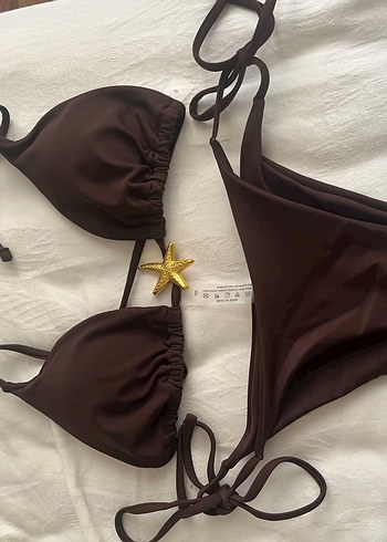 Diğer Bohem Tarz Mini Kahverengi İpli Bikini