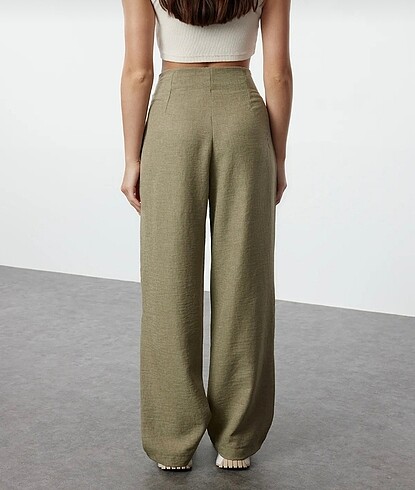 Zara Palazza yesil yüksek bel pantolon