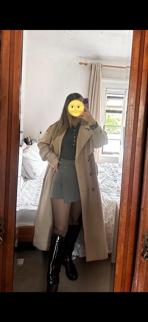 Bej Kadın Uzun Düğmeli Trençkot - Görsel 3