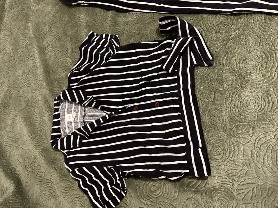 Kadın Lacivert Çizgili Kumaş Tulum - Görsel 3