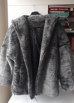 Kül Rengi Oversize Yapay Kürk
