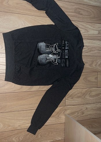 American Vintage Erkek Siyah Baskili Uzun Kollu Sweatshirt