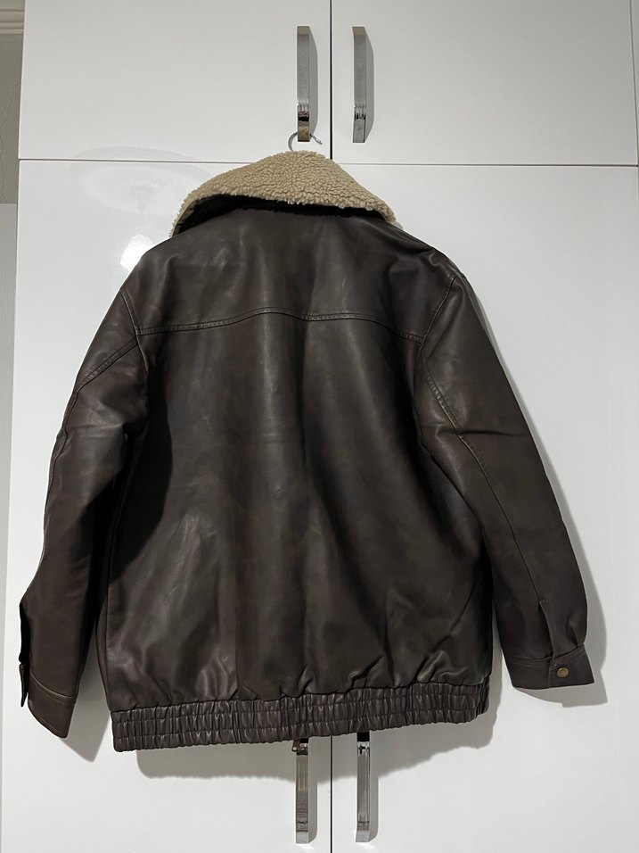 Kahverengi Kürklü Deri Kadın Ceket - Görsel 2