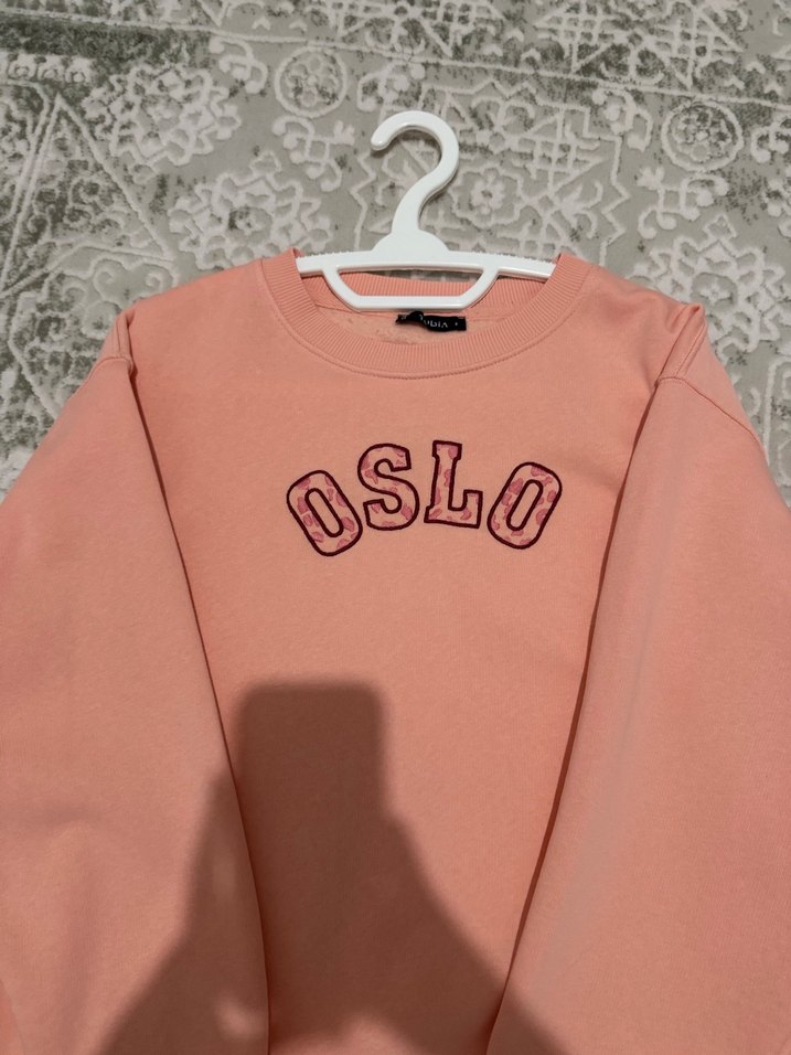 Pembe Bisiklet Yaka Uzun Kollu Sweatshirt - Görsel 2