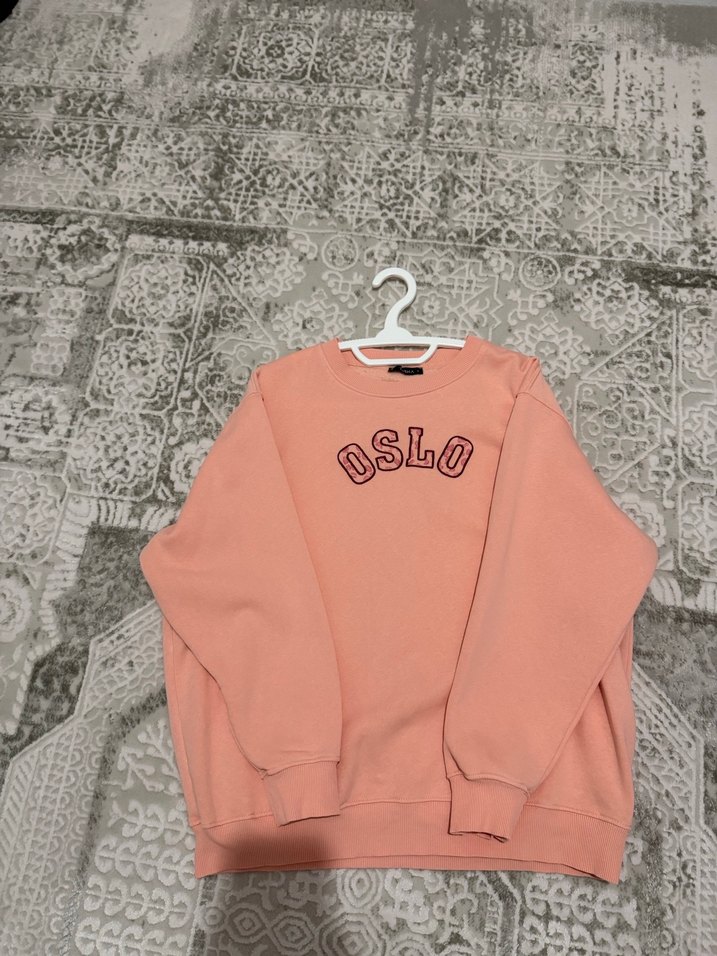 Pembe Bisiklet Yaka Uzun Kollu Sweatshirt - Görsel 3