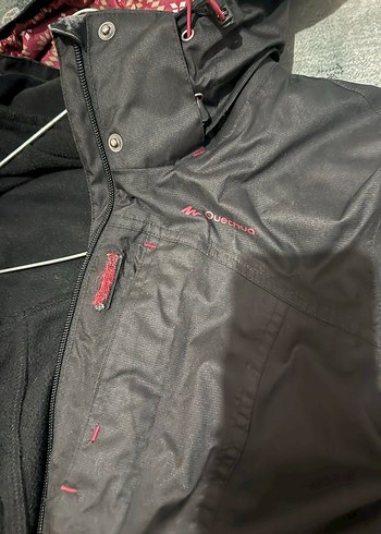 Kadın Siyah Kapüşonlu Fermuarlı Ceket - Görsel 4