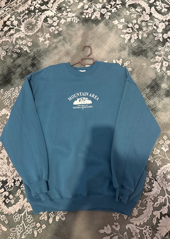 Kadın Mavi Baskılı Sweatshirt - Görsel 3