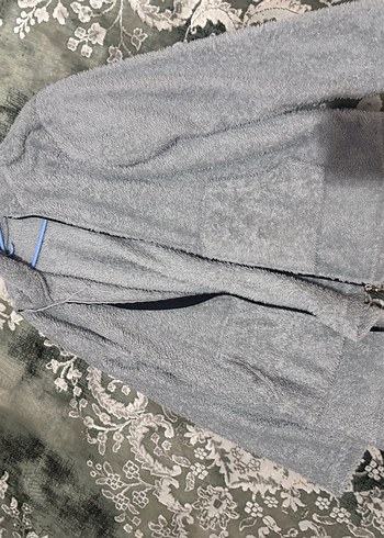 Gri Kapüşonlu Peluş Sweatshirt - Görsel 3