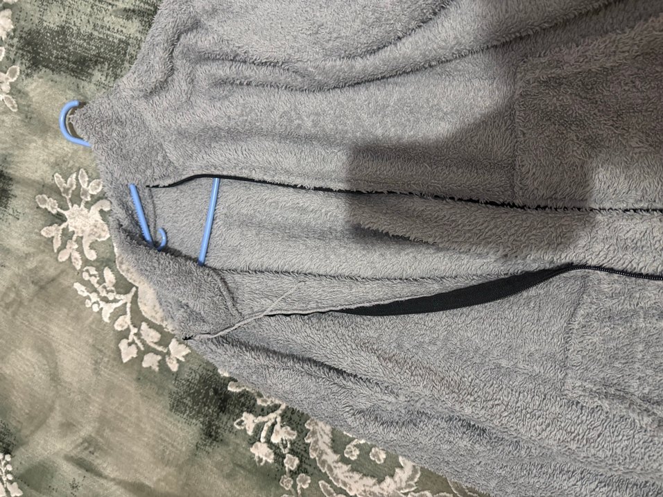 Gri Kapüşonlu Peluş Sweatshirt - Görsel 2