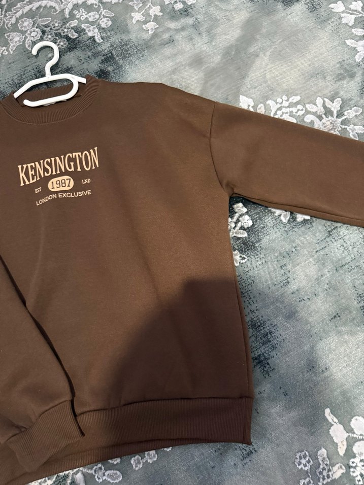 Kensington Baskılı Kahverengi Sweatshirt - Görsel 3