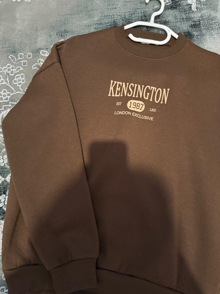 Kensington Baskılı Kahverengi Sweatshirt - Görsel 2