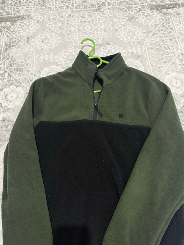 Erkek Haki Siyah Fermuarlı Yarım Boğazlı Sweatshirt - Görsel 2