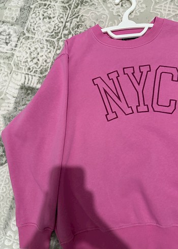 Pembe Oversize NYC Baskılı Sweatshirt - Görsel 2
