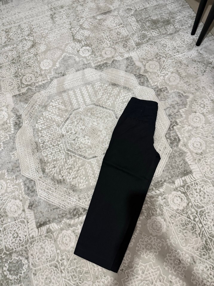 Siyah Midi Kumaş Kadın Pantolon - Görsel 2