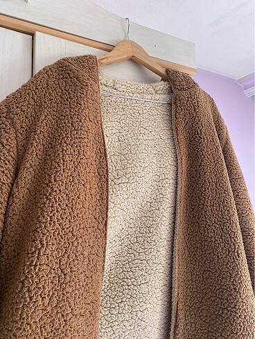 xs Beden camel Renk bershka peluş kaban çift taraflı