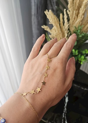Altın Renkli Yıldızlı Bohem El Zinciri - Görsel 2
