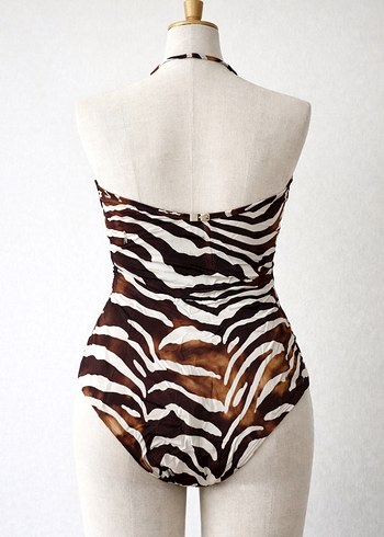 Kadın Kahverengi Zebra Desenli Mayo - Görsel 2