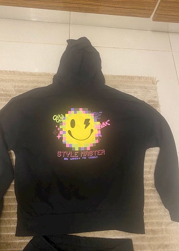 Kızlar için Gri Salaş Sweatshirt ve Eşofman - Görsel 5