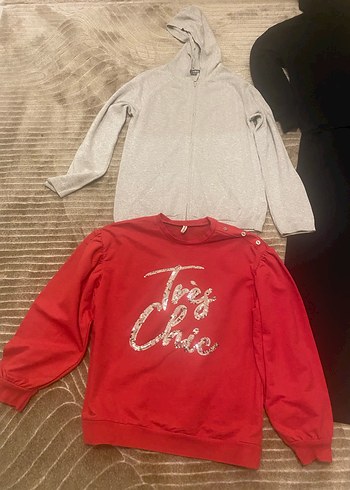 Kızlar için Gri Salaş Sweatshirt ve Eşofman - Görsel 2