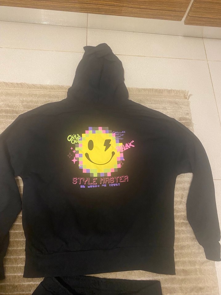 Kızlar için Gri Salaş Sweatshirt ve Eşofman - Görsel 5