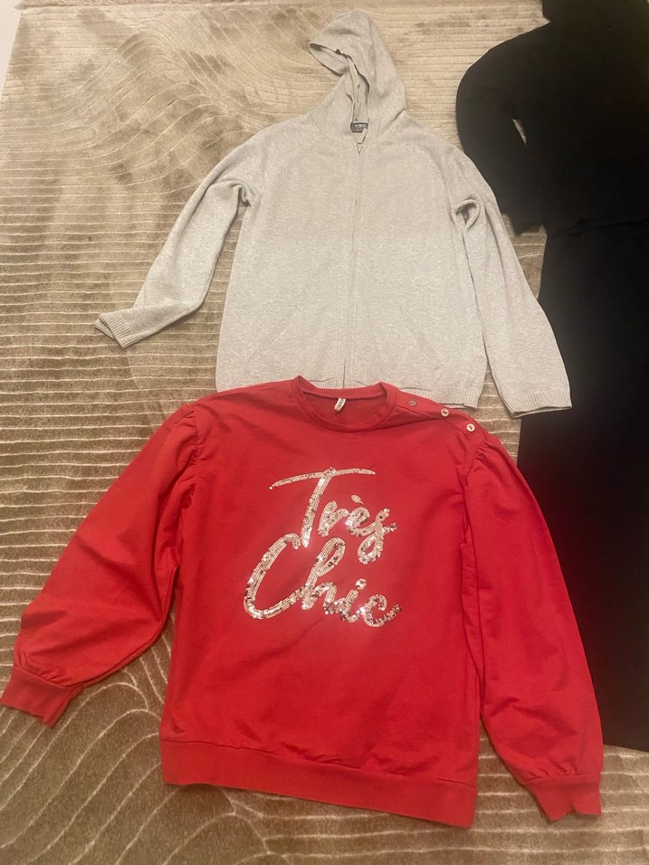 Kızlar için Gri Salaş Sweatshirt ve Eşofman - Görsel 2